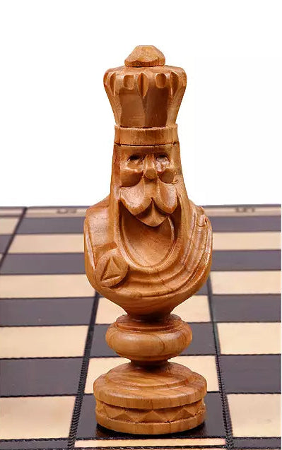 Luxury Lime Wood Hand-Carved Chess Set - Pieces & Hand-Decorated