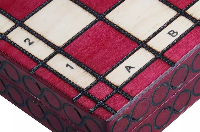 King's Cherry Chess Set - Sycamore Pieces & Cherry Folding Board