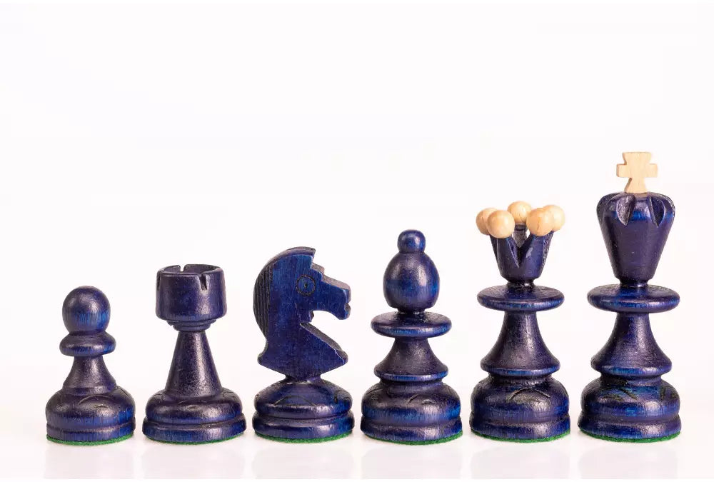 Pearl Blue & Natural Chess Set - Hand-Crafted Beech Pieces & Folding Storage Board