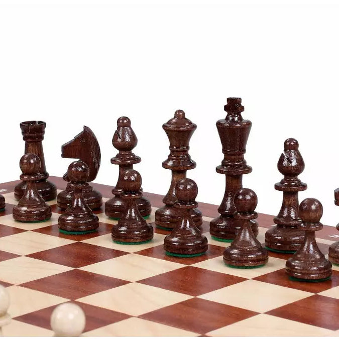 Compact Intarsia Folding Chess Set - Hornbeam Pieces