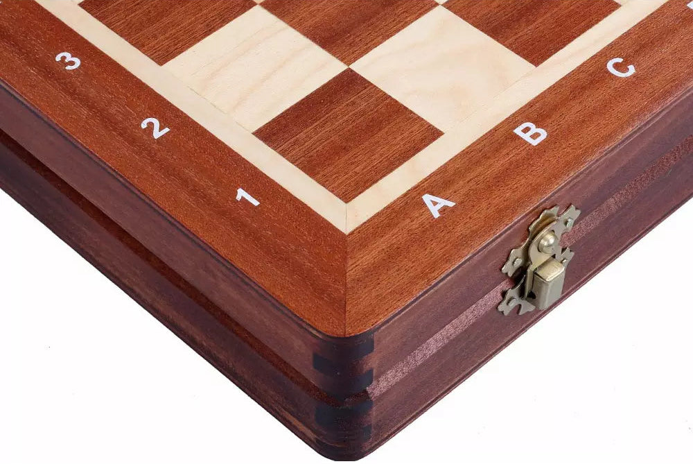 Compact Intarsia Folding Chess Set - Hornbeam Pieces