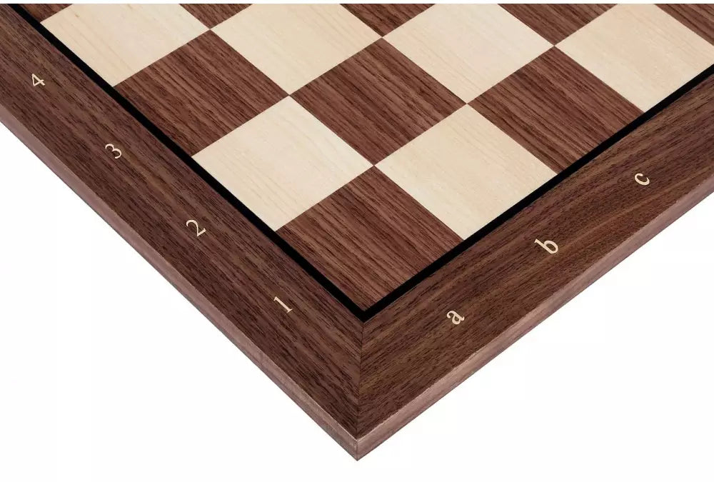 Walnut & Maple Chessboard - 48x48 cm Black Frame & Notation