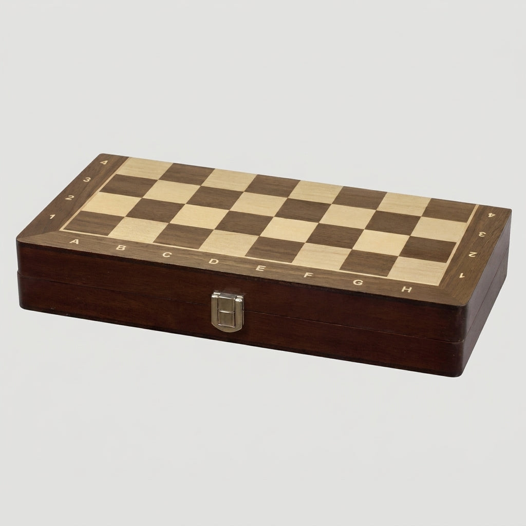 Compact Wooden Chess Set - Walnut & Maple Board