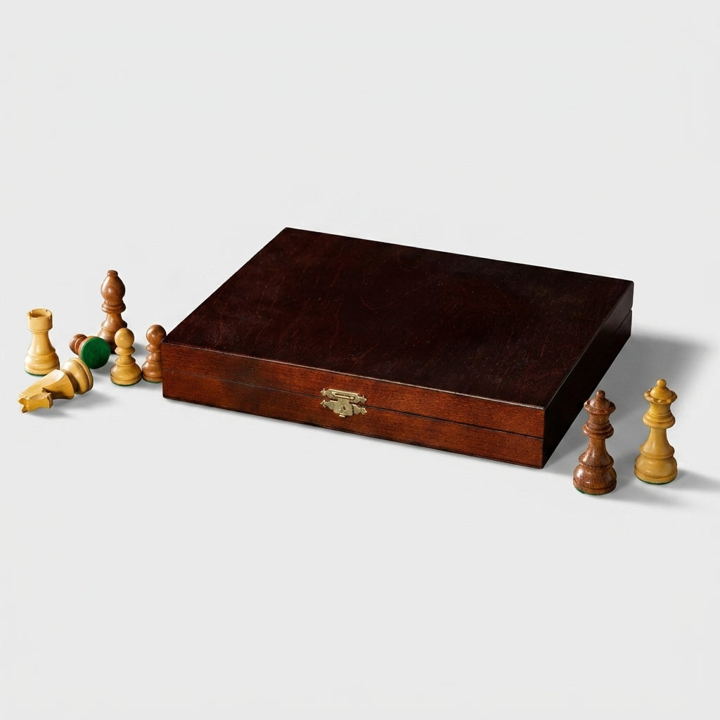 Deluxe Wooden Chess Box - Stained Beech & Birch Storage Case