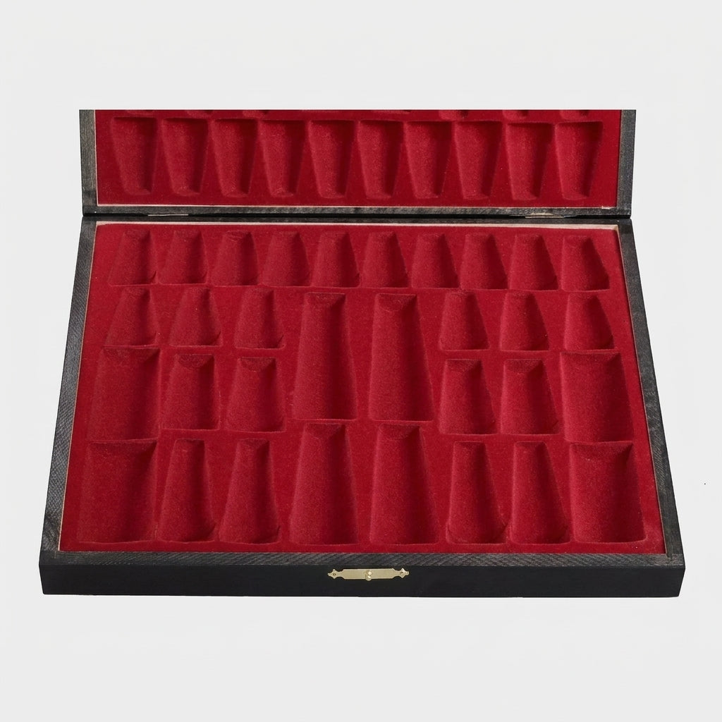 Deluxe Black Wooden Chess Box - Stained Beech & Birch Storage Case
