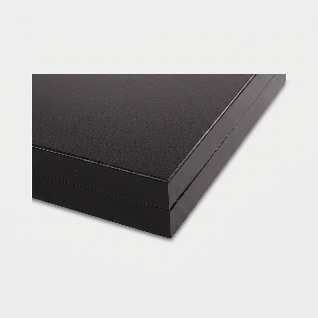 Deluxe Black Wooden Chess Box - Stained Beech & Birch Storage Case