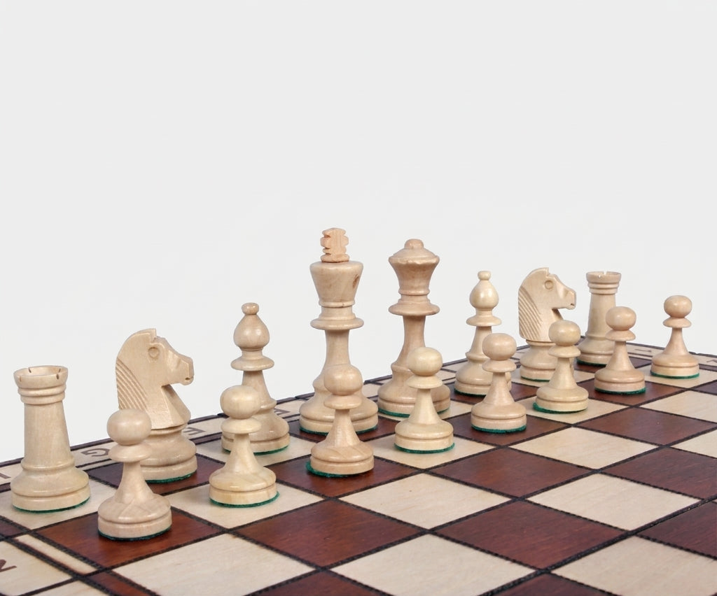 Jupiter Chess Set - Burned Hardwood Board & Staunton Hornbeam Pieces