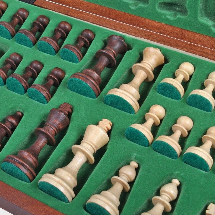 Jupiter Chess Set - Burned Hardwood Board & Staunton Hornbeam Pieces