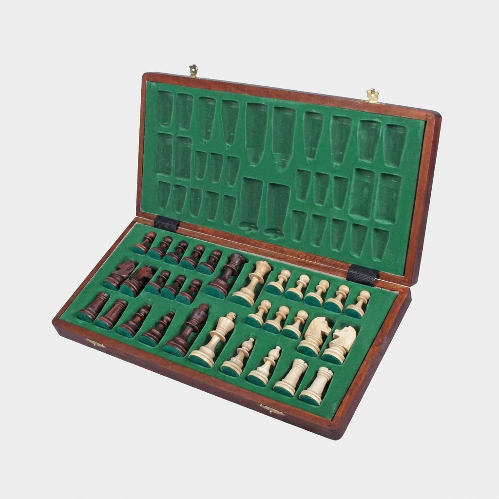 Jupiter Chess Set - Burned Hardwood Board & Staunton Hornbeam Pieces
