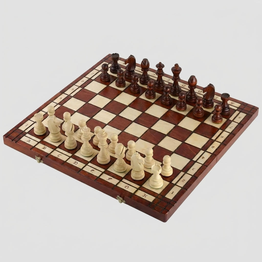 Hornbeam Pieces & Insert Tray - Burned Folding Chess Set