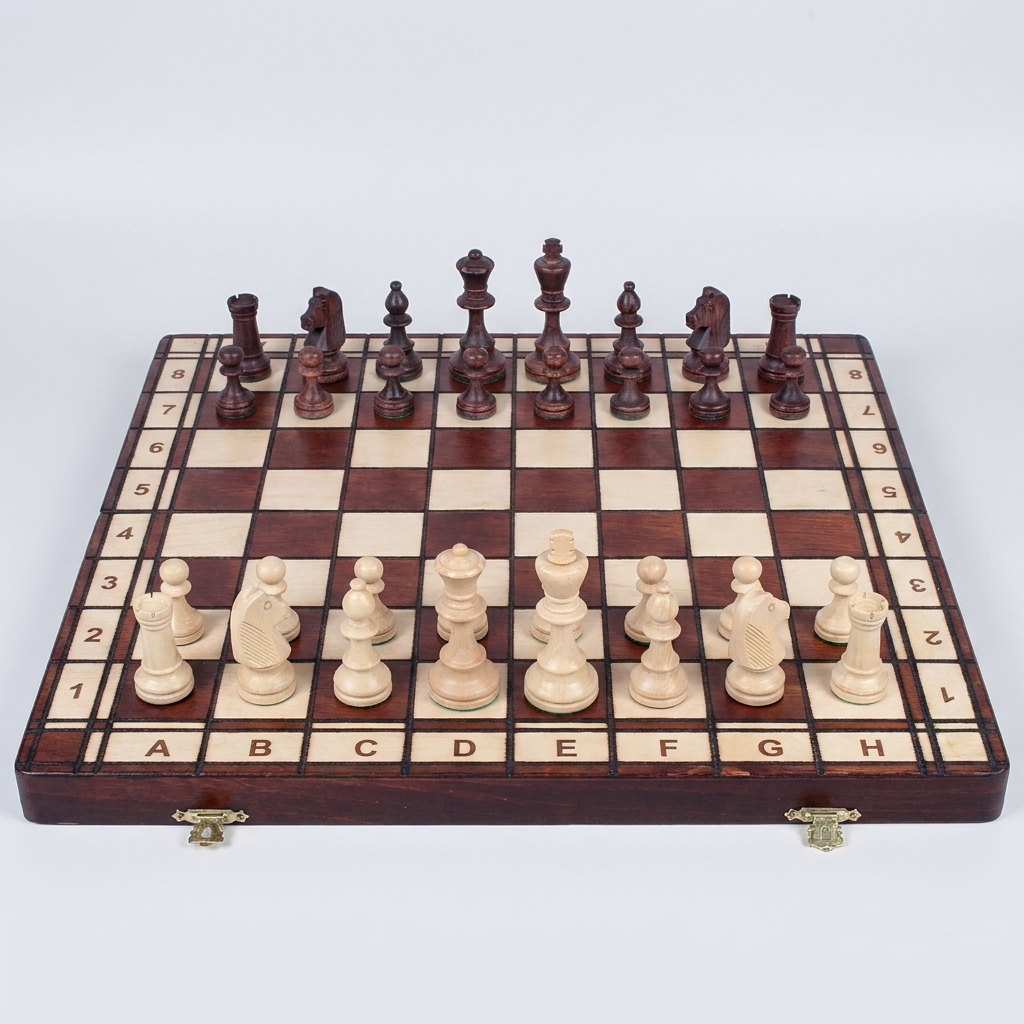 Jupiter Chess Set - Burned Hardwood Board & Staunton Hornbeam Pieces