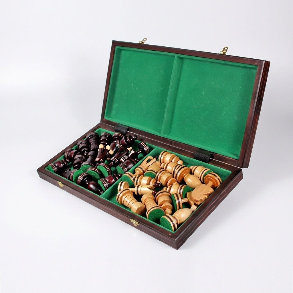Handcrafted Chess Set - Brass Inlay Pieces Cherry & Hornbeam