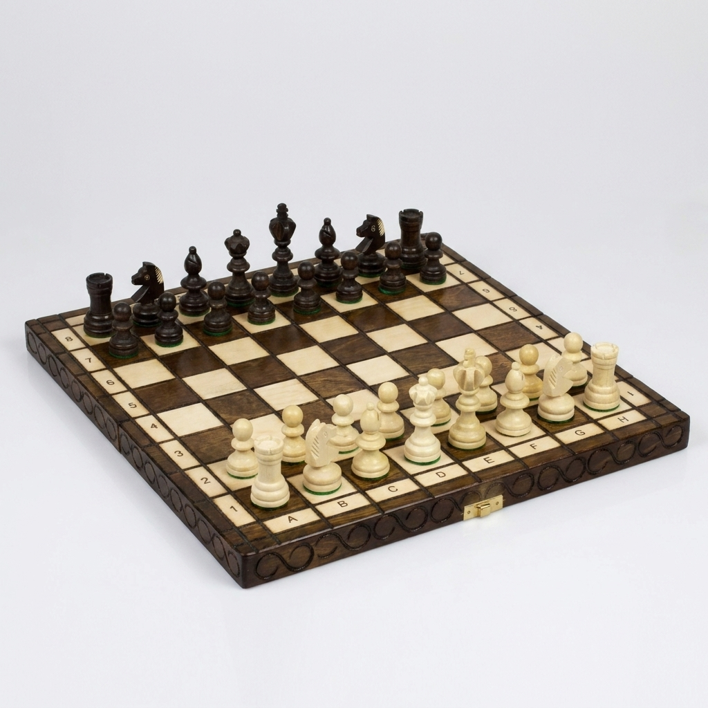 UK Classic Wooden Chess Set - Sycamore Pieces & Square