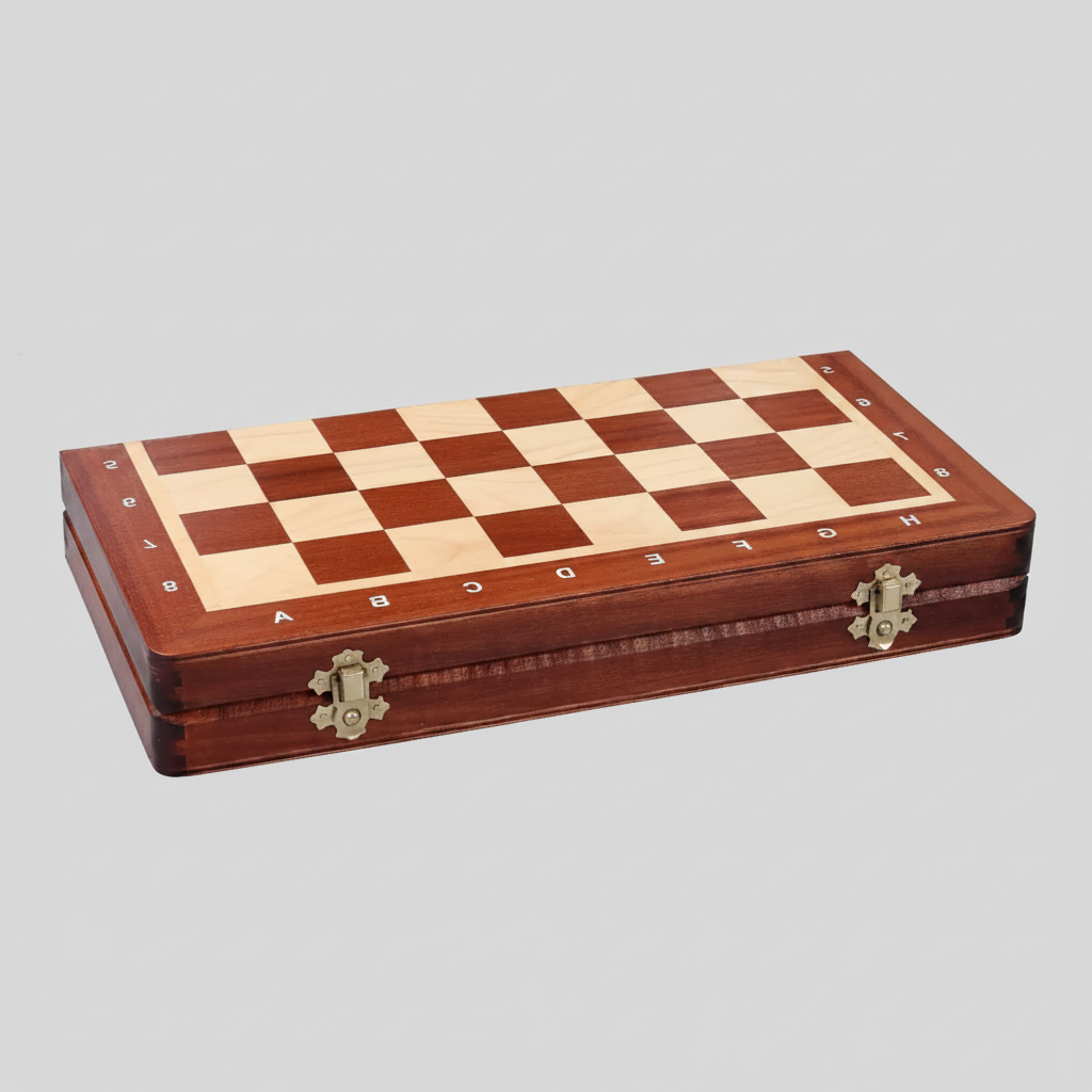 Compact Intarsia Folding Chess Set - Hornbeam Pieces