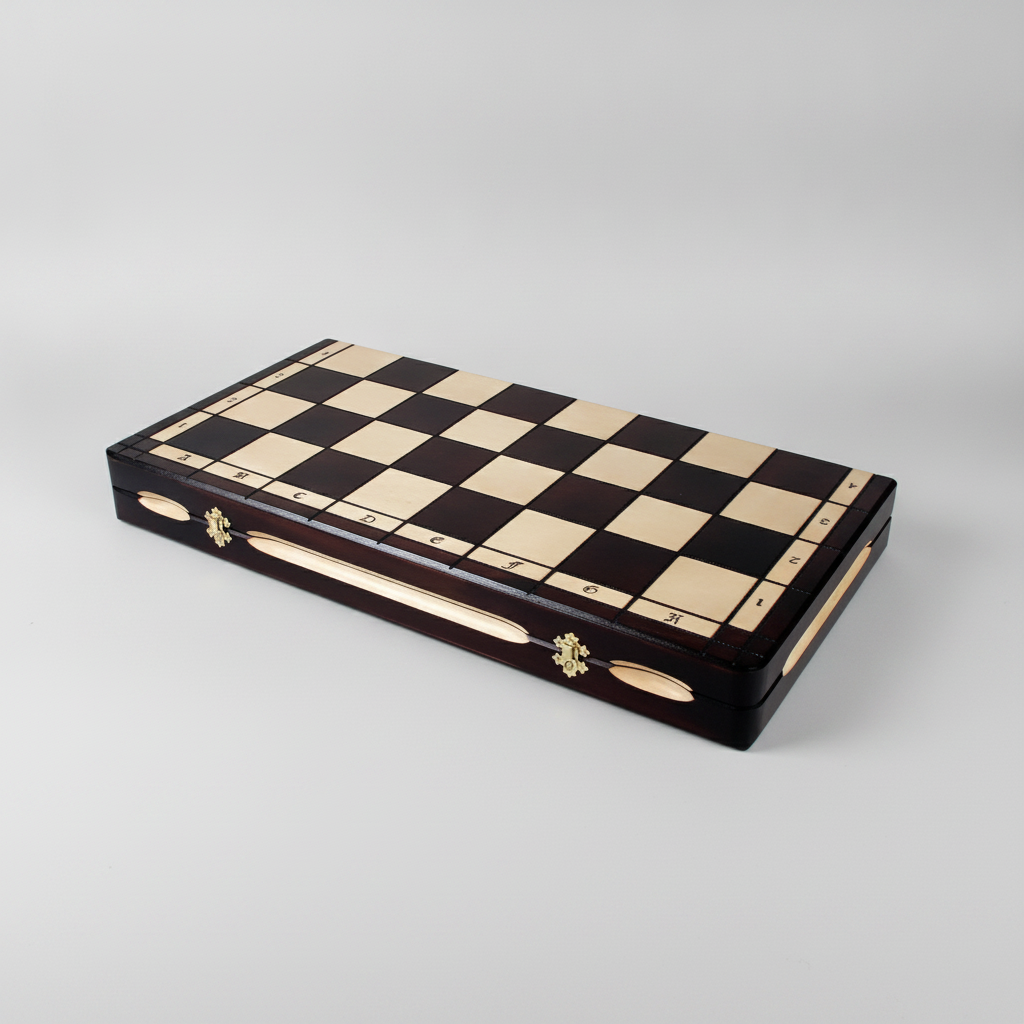 Luxury Handcrafted Chess Set - Brass-Weighted Pieces & Oversized Folding Board