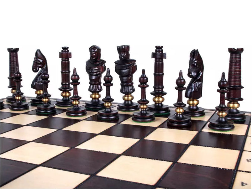 Luxury Handcrafted Chess Set - Brass-Weighted Pieces & Oversized Folding Board
