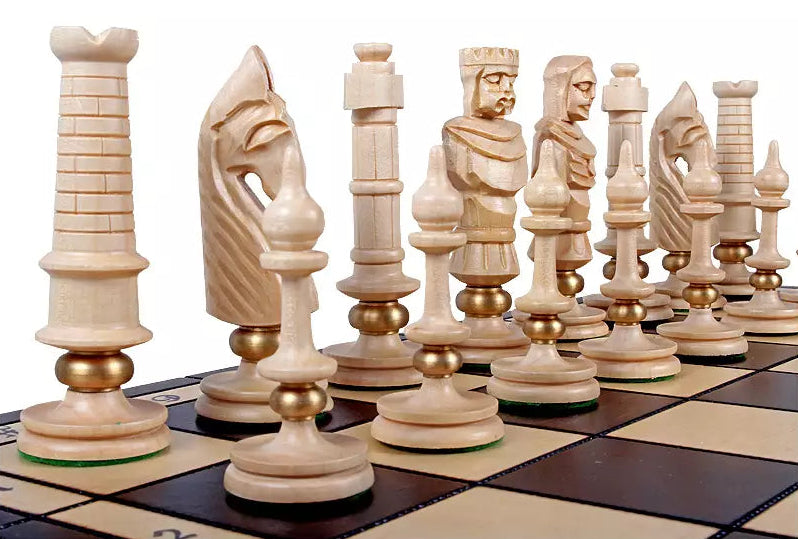 Luxury Handcrafted Chess Set - Brass-Weighted Pieces & Oversized Folding Board