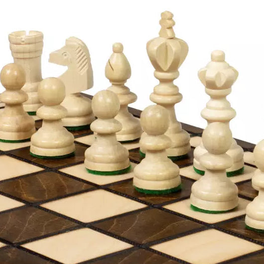 UK Classic Wooden Chess Set - Sycamore Pieces & Square