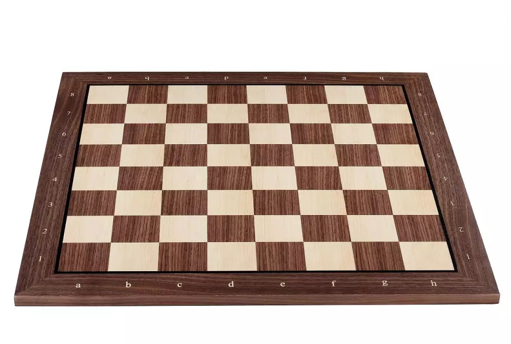 Walnut & Maple Chessboard - 48x48 cm Black Frame & Notation