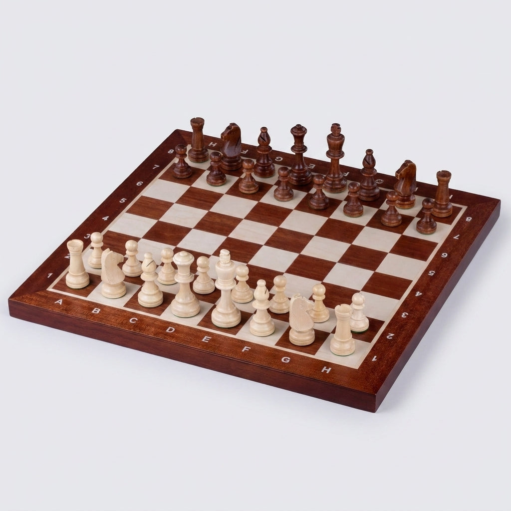 Inlaid Chess Set - Schima Wood Pieces & Mahogany Sycamore