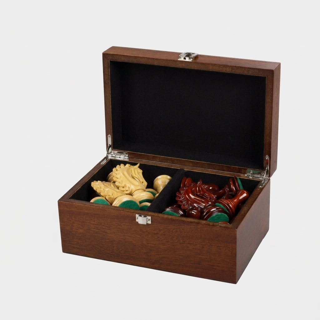Sapele Chess Storage Box - Black Flocked Interior & Quadrant Hinges
