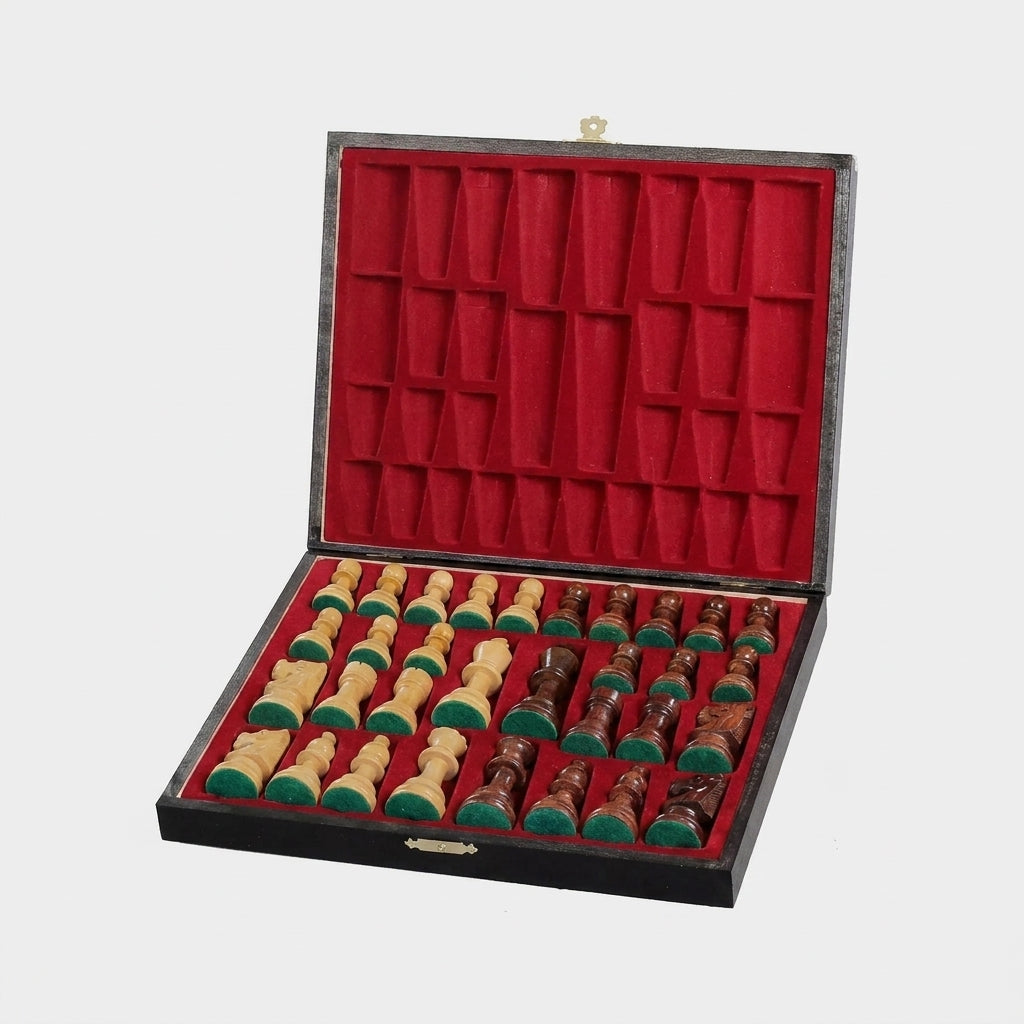 Deluxe Black Wooden Chess Box - Stained Beech & Birch Storage Case