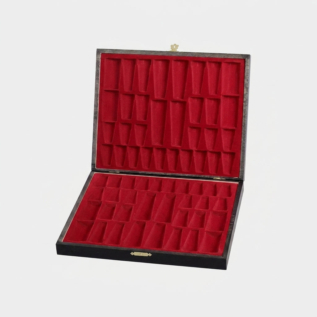 Deluxe Black Wooden Chess Box - Stained Beech & Birch Storage Case
