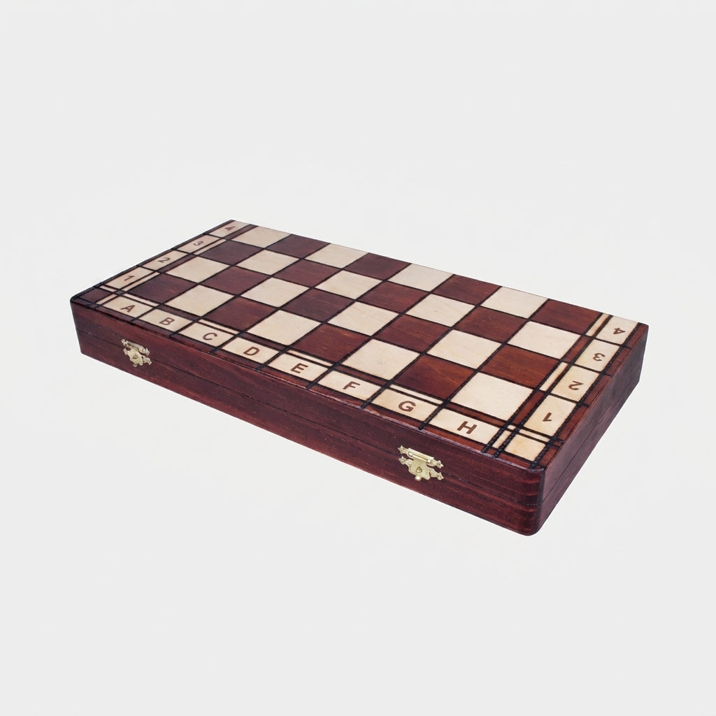 Jupiter Chess Set - Burned Hardwood Board & Staunton Hornbeam Pieces