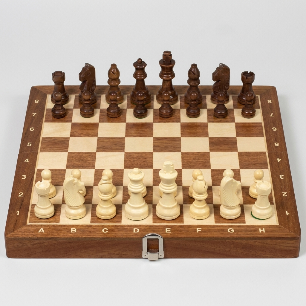 Compact Wooden Chess Set - Sapele & Maple Board, Perfect For Home & Travel