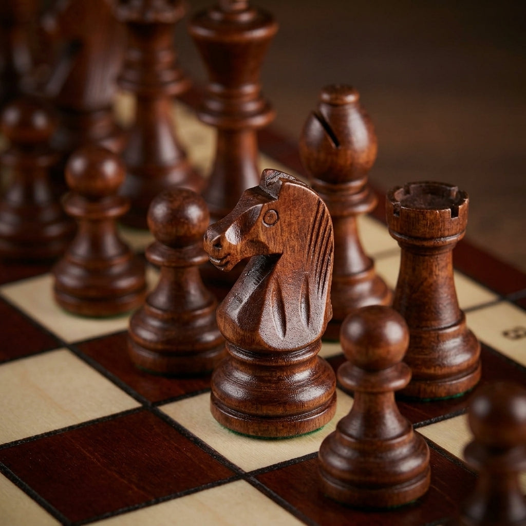 Hornbeam Pieces & Insert Tray - Burned Folding Chess Set