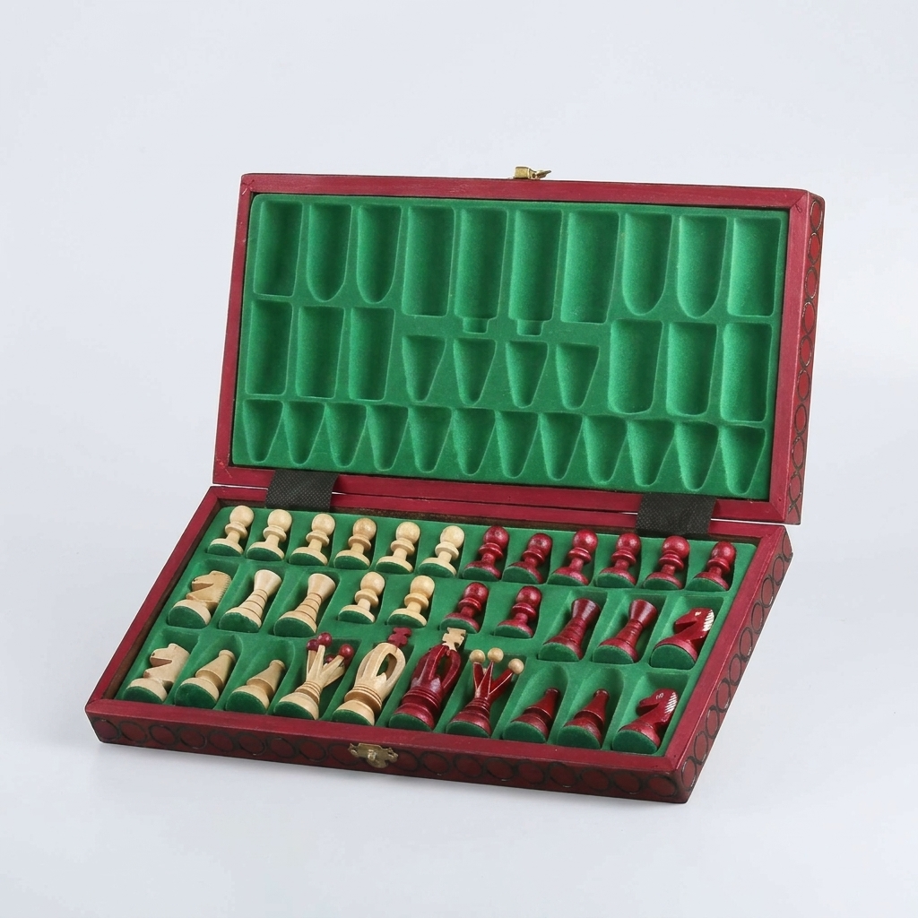 King's Cherry Chess Set - Sycamore Pieces & Cherry Folding Board