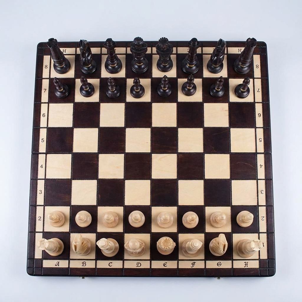 Luxury Handcrafted Chess Set - Brass-Weighted Pieces & Oversized Folding Board