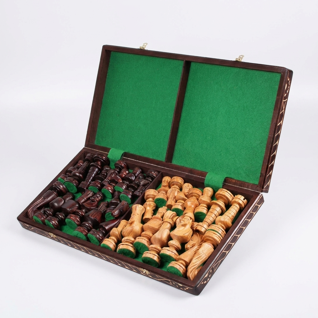 Luxury Lime Wood Hand-Carved Chess Set - Pieces & Hand-Decorated