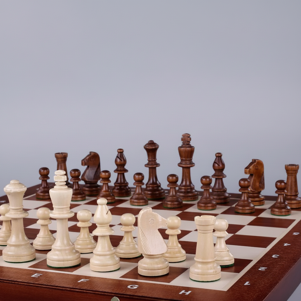 Inlaid Chess Set - Schima Wood Pieces & Mahogany Sycamore