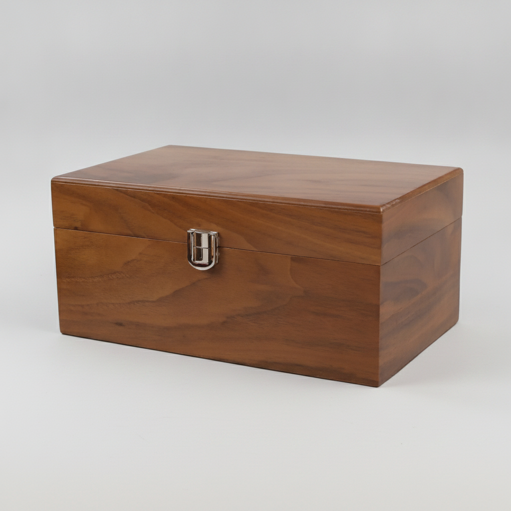 Premium Walnut Chess Storage Box - Black Flocked Interior