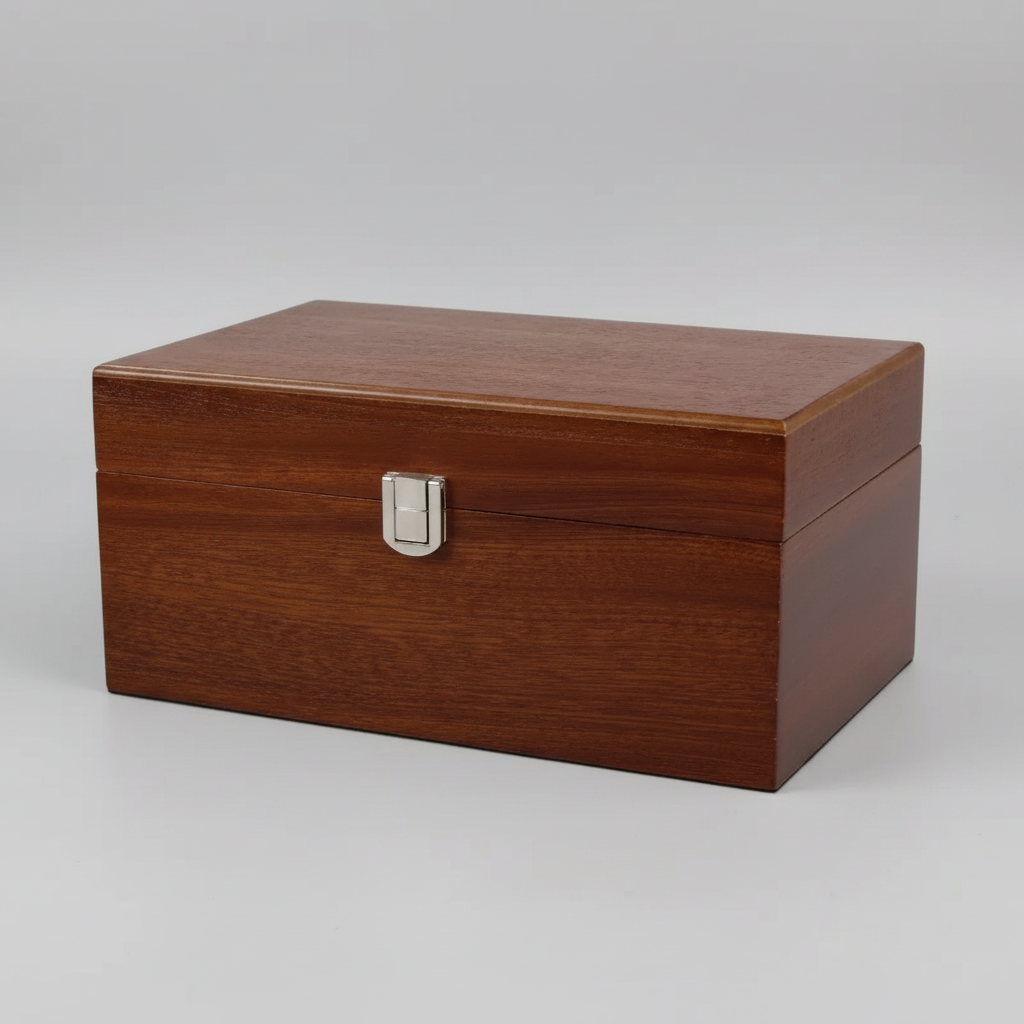 Sapele Chess Storage Box - Black Flocked Interior & Quadrant Hinges